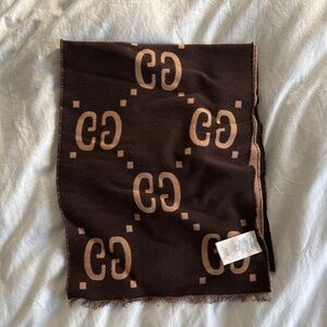 GG jacquard wool silk scarf